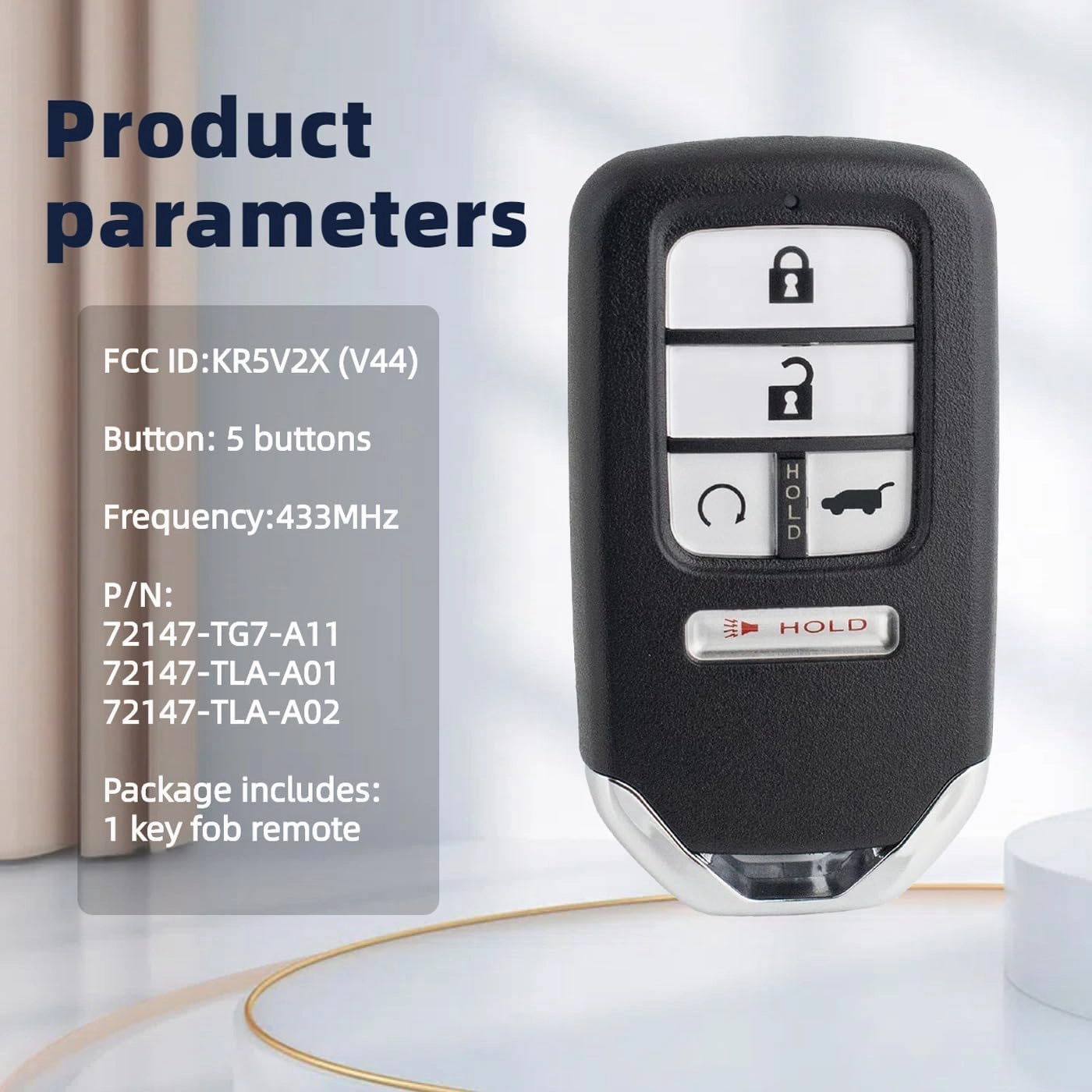 Key Fob Replacement Compatible with Honda Pilot Civic CRV 2016 2017 2018 2019 2020 2021 Smart Keyless Entry Remote Car Key KR5V2X(V44) 72147-TG7-A11 72147-TLA-A01, 72147-TLA-A02…