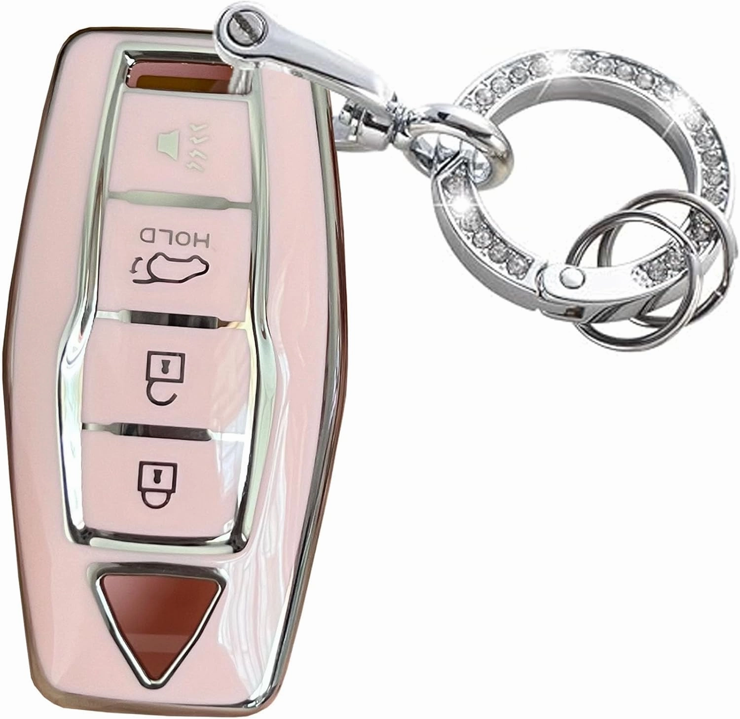 Keyless Entry Systems for Mitsubishi Key Fob Cover Fits for Mitsubishi Outlander 2021 2022 2023 Remote Key (Pink-Silver)