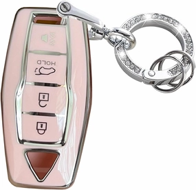 Keyless Entry Systems for Mitsubishi Key Fob Cover Fits for Mitsubishi Outlander 2021 2022 2023 Remote Key (Pink-Silver)
