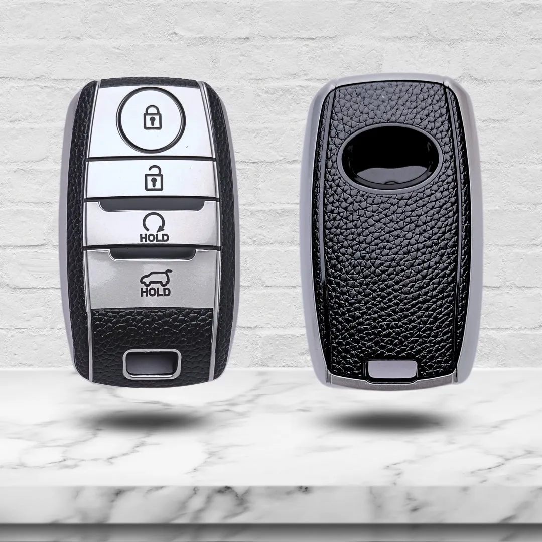 Kia TPU Leather Key Cover with Keychain. (Type 2)