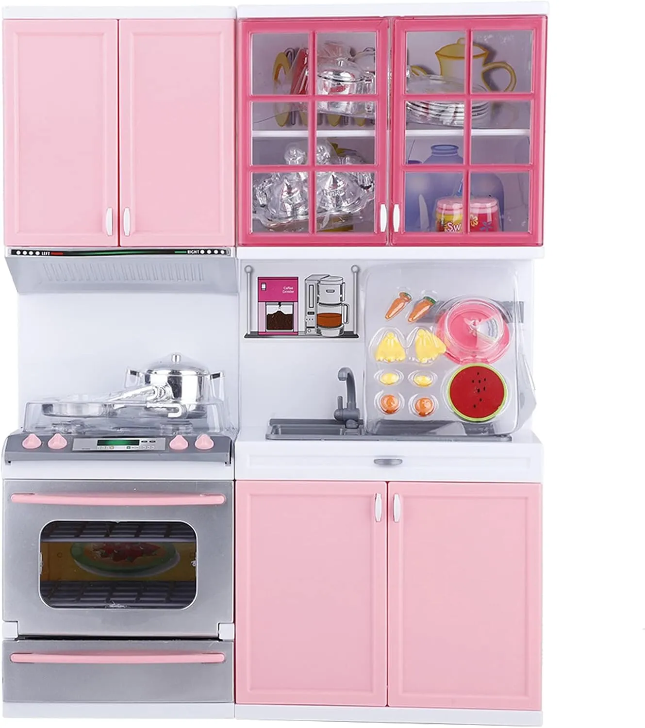 Kids Play Kitchen Set Playset Mini Kitchen Role Play Toys Set with Microwave Oven, Hooks, Stove and Removable Sink, Educational Children Pretend Kitchen Toy for Nursery and Kindergarten