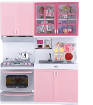 Kids Play Kitchen Set Playset Mini Kitchen Role Play Toys Set with Microwave Oven, Hooks, Stove and Removable Sink, Educational Children Pretend Kitchen Toy for Nursery and Kindergarten