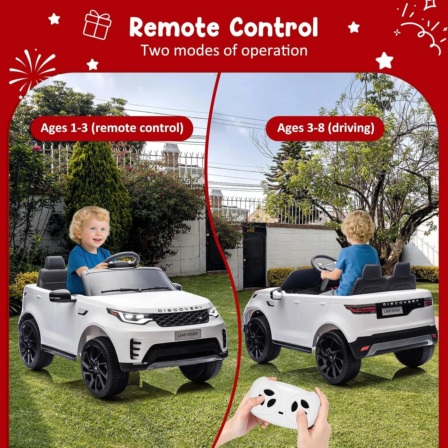 Kids Ride On Car, Battery Powered Kids Electric Car for Kid with Remote Control, Soft Start, LED Lights, Music Horn, 3 Speeds, Double Doors, 12V 4.5AH Ride On Toy for Toddlers Ages 3 