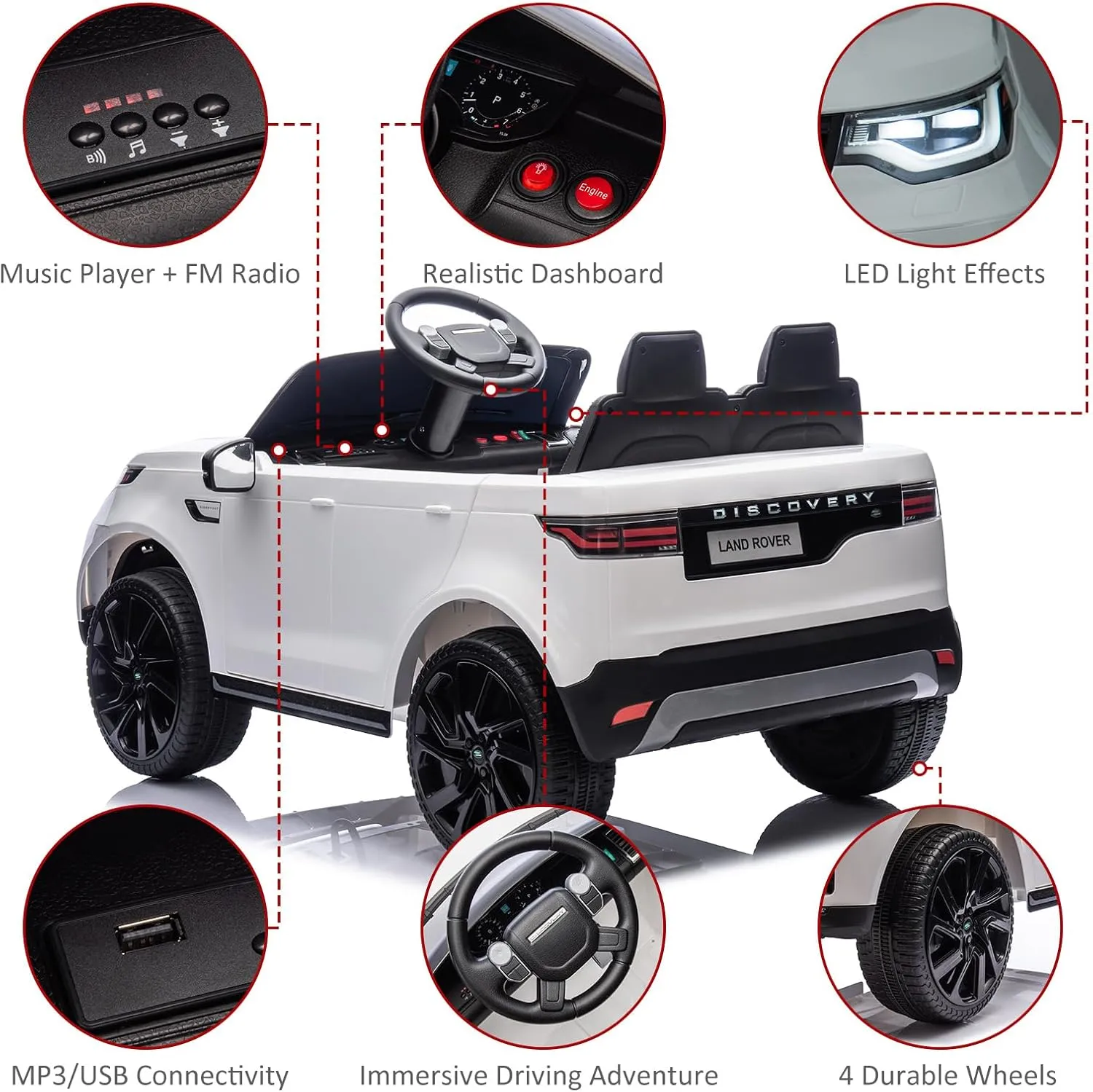Kids Ride On Car, Battery Powered Kids Electric Car for Kid with Remote Control, Soft Start, LED Lights, Music Horn, 3 Speeds, Double Doors, 12V 4.5AH Ride On Toy for Toddlers Ages 3 