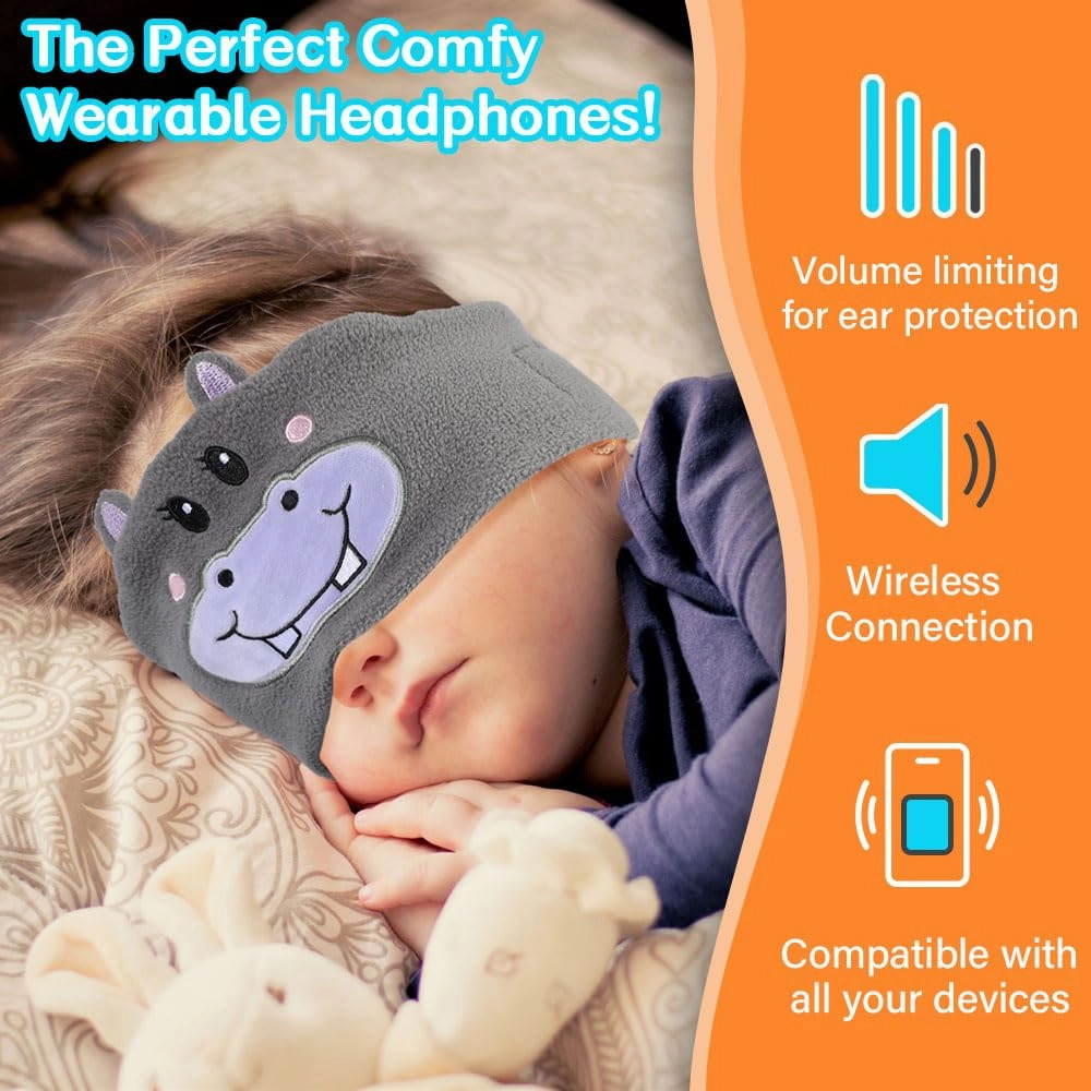 Kids Headphones Headband Wireless,Over The Ear Headband Headphones,Headband Earphones for Children Baby & Toddlers,with Thin Speakers & Super Soft Fleece Headband (Dinosaur)