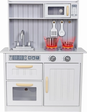 Kids Kitchen Playset,Children Play Kitchen for Toddler,Baby Toy Kitchen Set,Pretend Wooden Kitchen,Birthday Gifts with Play Sink Toy,Lights Sounds, Cooking Set for Kids Ages 3 Boys Girls