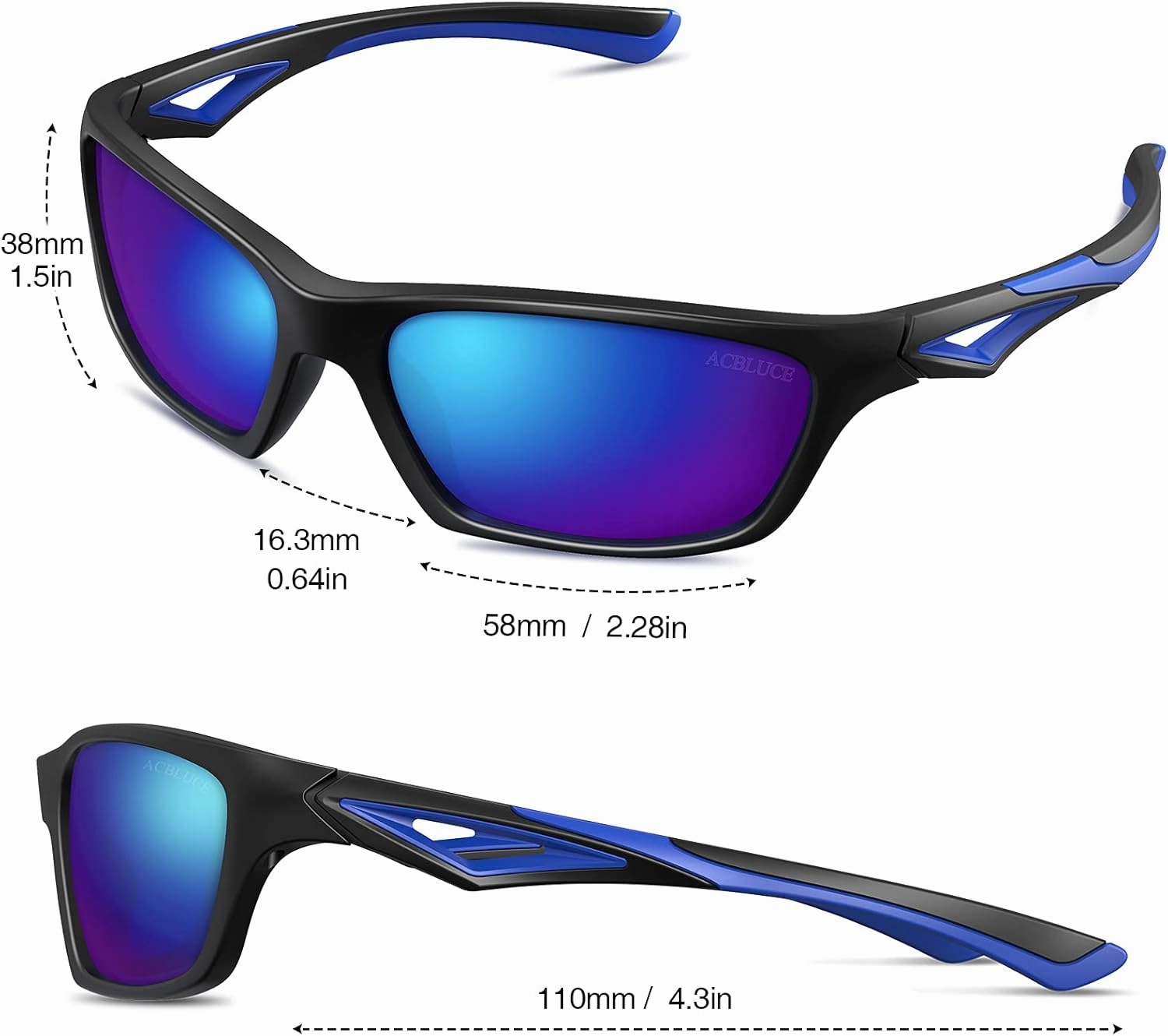 Kids Sunglasses TPEE Unbreakable Polarized Sports Glasses with Adjustable Strap For Boys Girls Age 3-7