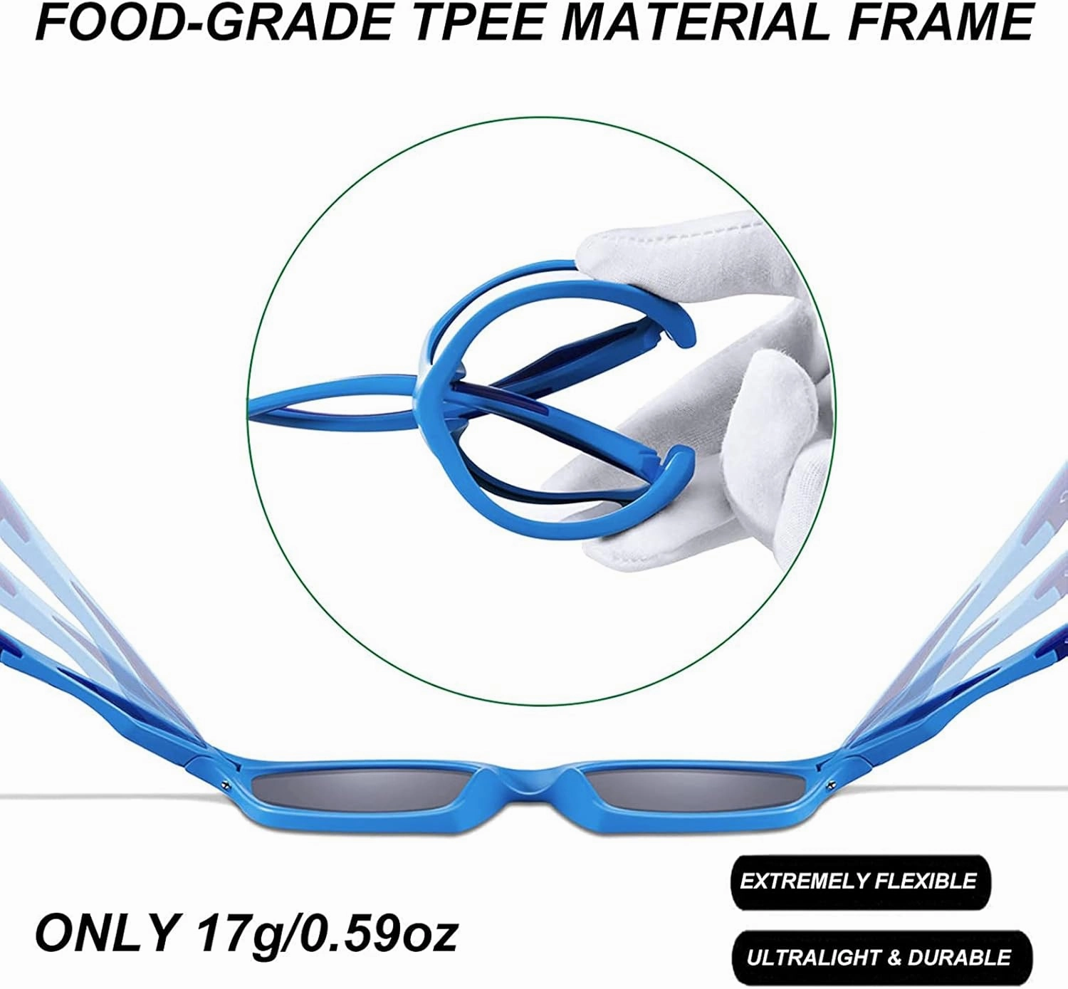 Kids Sunglasses TPEE Unbreakable Polarized Sports Glasses with Adjustable Strap For Boys Girls Age 3-7