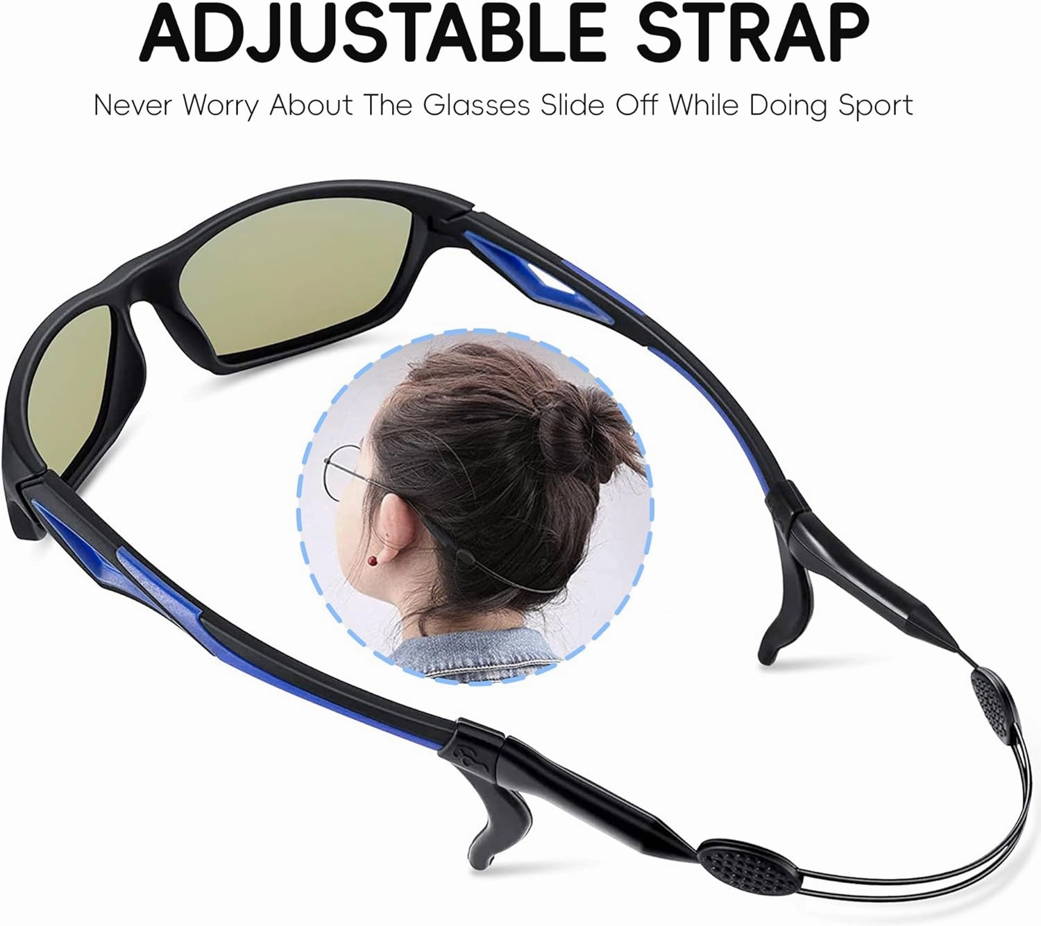 Kids Sunglasses TPEE Unbreakable Polarized Sports Glasses with Adjustable Strap For Boys Girls Age 3-7