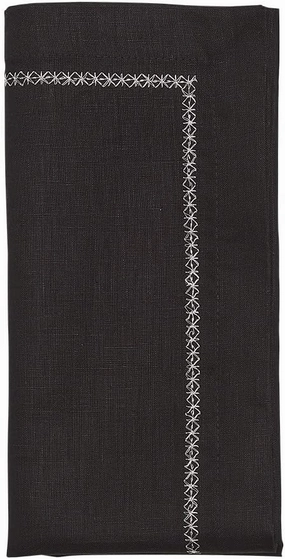 Kim Seybert Classic Napkin in Black, Set of 4