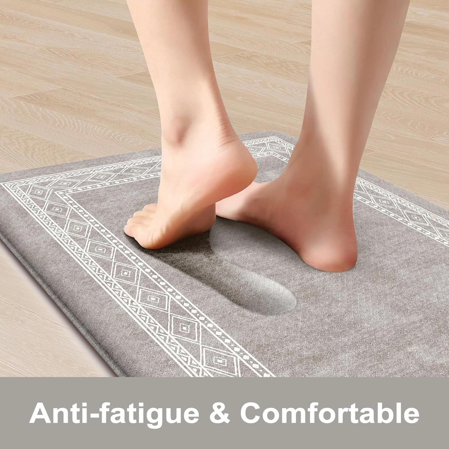 KIMODE Anti Fatigue Kitchen Mat for Floor, Farmhouse Kitchen Rugs Sets of 2, 17"x59" 17"x29" Kitchen Floor Mats Non-Slip, Cushioned mats for Kitchen Floor, Sink, Laundry, Office, Desk Grey