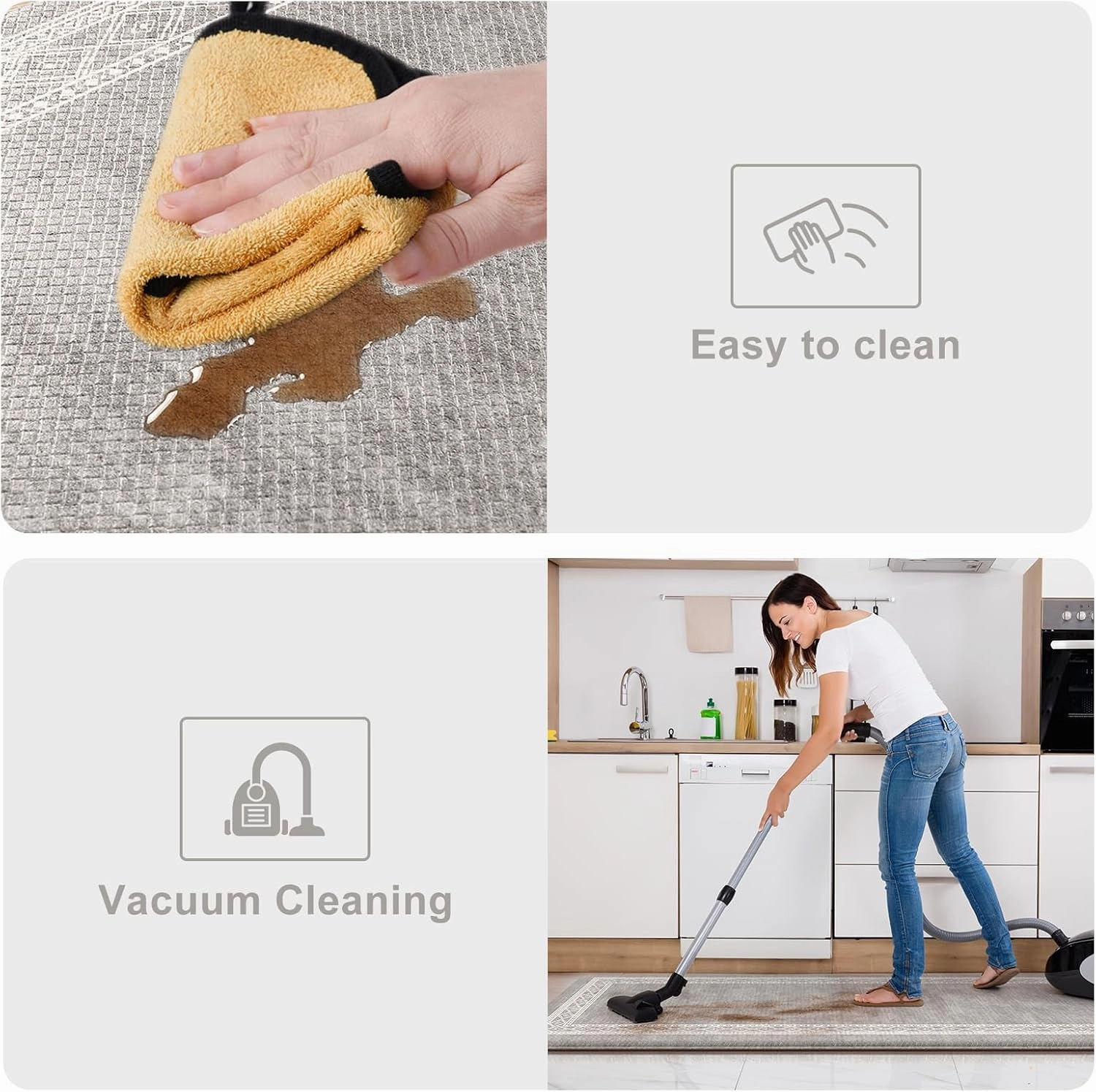 KIMODE Anti Fatigue Kitchen Mat for Floor, Farmhouse Kitchen Rugs Sets of 2, 17"x59" 17"x29" Kitchen Floor Mats Non-Slip, Cushioned mats for Kitchen Floor, Sink, Laundry, Office, Desk Grey