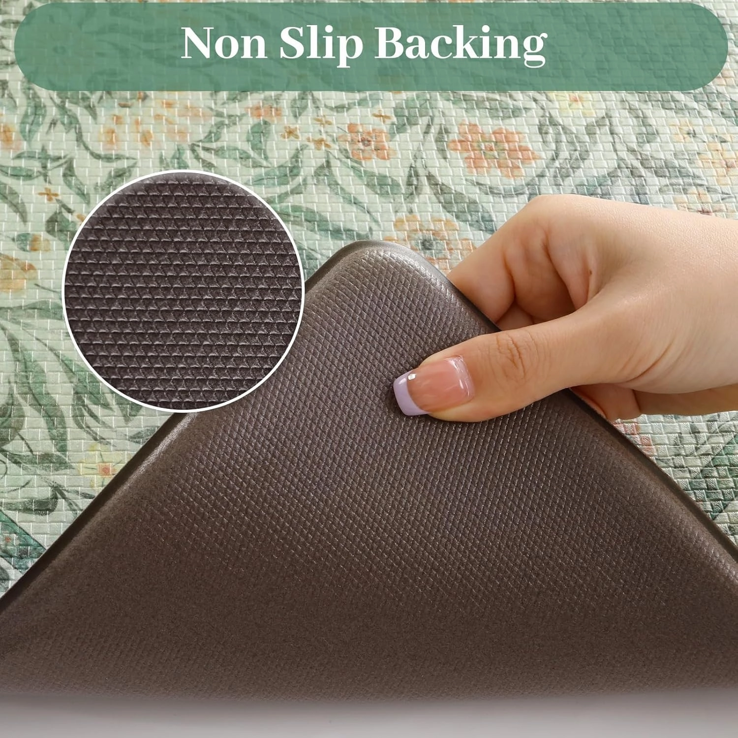 KIMODE Anti Fatigue Mats for Kitchen Floor, 17.3"x29" 17.3"x47" Farmhouse Kitchen Rugs Sets of 2, Cushioned Kitchen Mats for Floor Non Slip, Padded Standing Desk Mat for Sink Laundry Desk Green