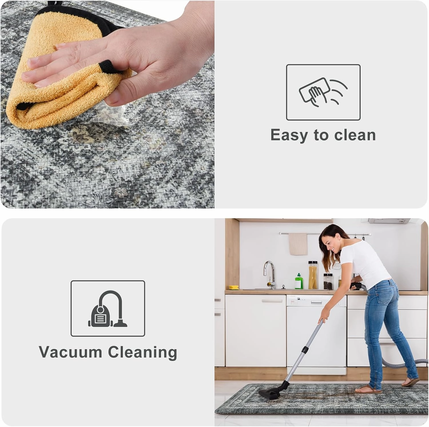 KIMODE Kitchen Mats for Floor, Boho Kitchen Rugs Sets of 2, Anti Fatigue Mats for Kitchen Floor, Cushioned Comfort Kitchen Floor Mats for Sink, Laundry, Desk Dark Grey 17"x47" 17"x29"