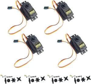 Kiro&Seeu 4PCS Servo Motor MG995 Control Angle 180°Metal Gear Servo 20KG Digital High Speed Torque Servo Motor for Smart Car Robot Boat RC Helicopter