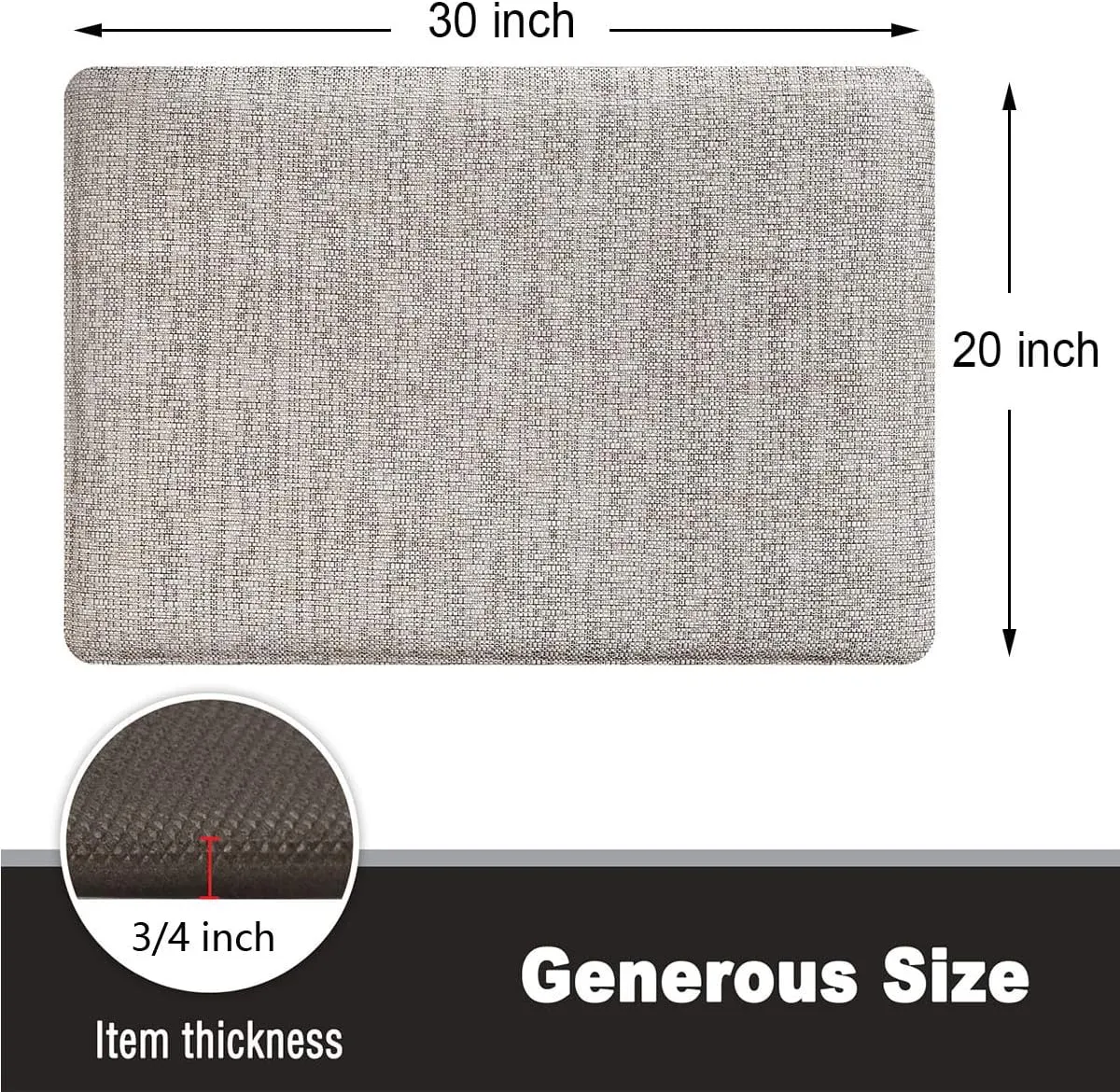Kitchen Anti Fatigue Floor Comfort Mats for Standing Desk Garages (20X30X3/4-Inch, Sand)