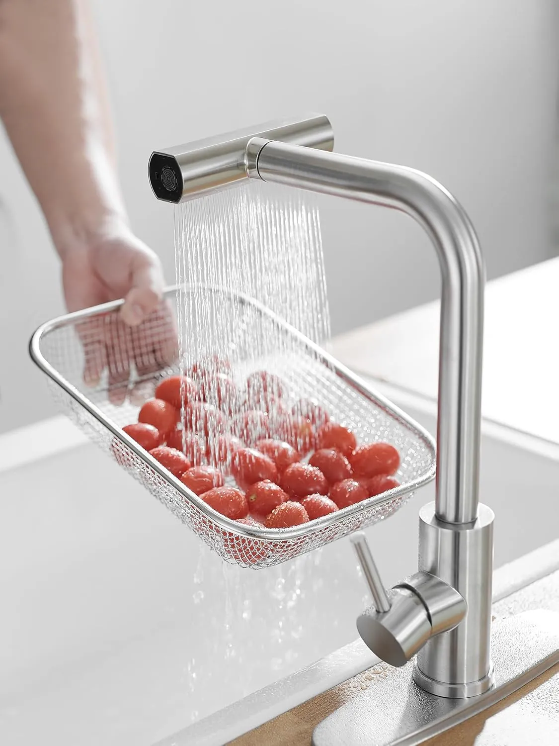 Kitchen Faucets with Pull Down Sprayer,Waterfall Kitchen Sink Faucet with Soap Dispenser,Utility Stainless Steel Kitchen Faucets,Single Handle Kitchen Sink Faucet with Pull Down Sprayer for 3 Function