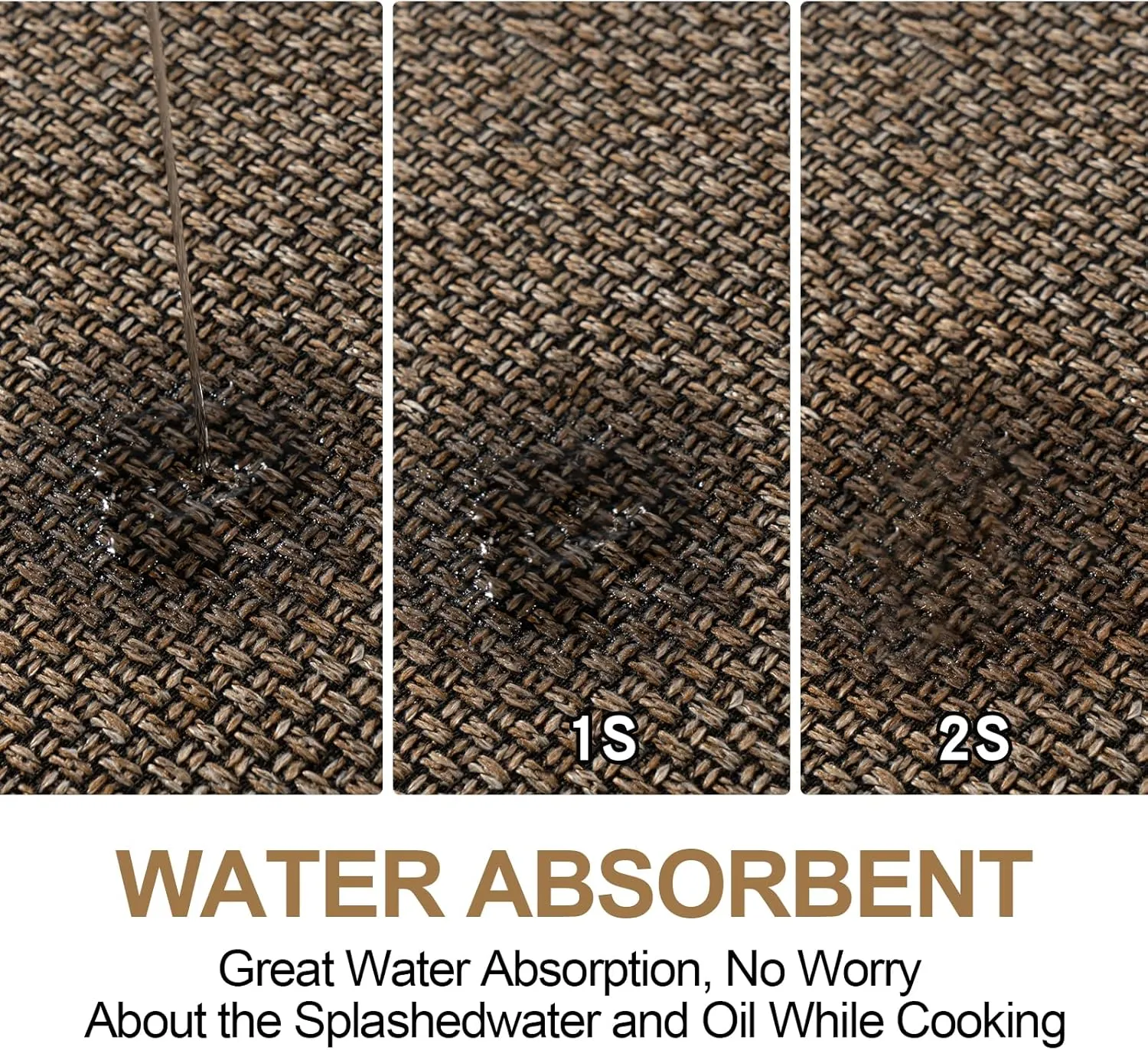 Kitchen Mat Set of 2 PCS, Cushioned Non Slip Rugs for Kitchen Floor, Absorbent Runner Comfort Standing Mats Washable for Kitchen, Office, Home (Brown, 17.3"x47" 17.3"x30")