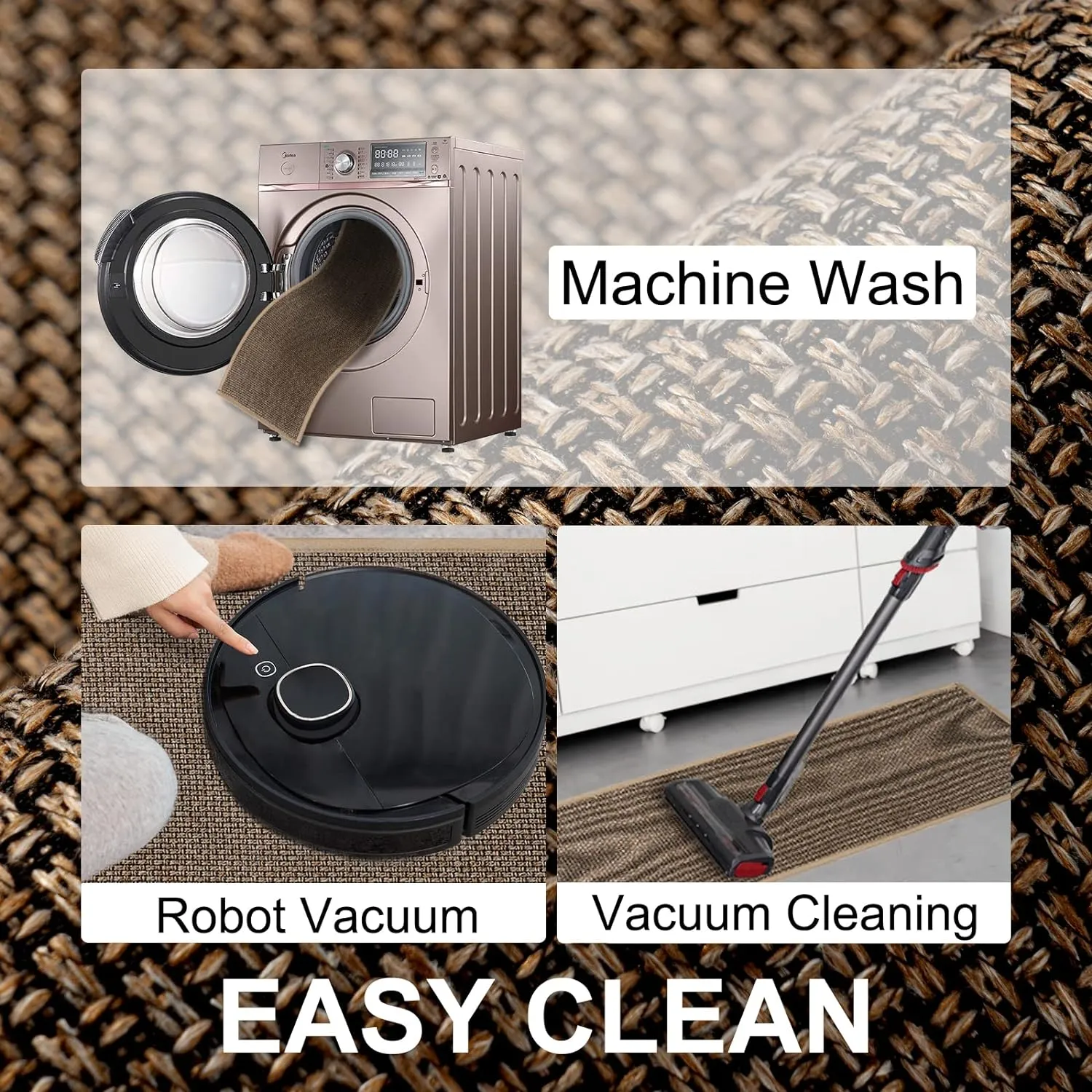 Kitchen Mat Set of 2 PCS, Cushioned Non Slip Rugs for Kitchen Floor, Absorbent Runner Comfort Standing Mats Washable for Kitchen, Office, Home (Brown, 17.3"x47" 17.3"x30")