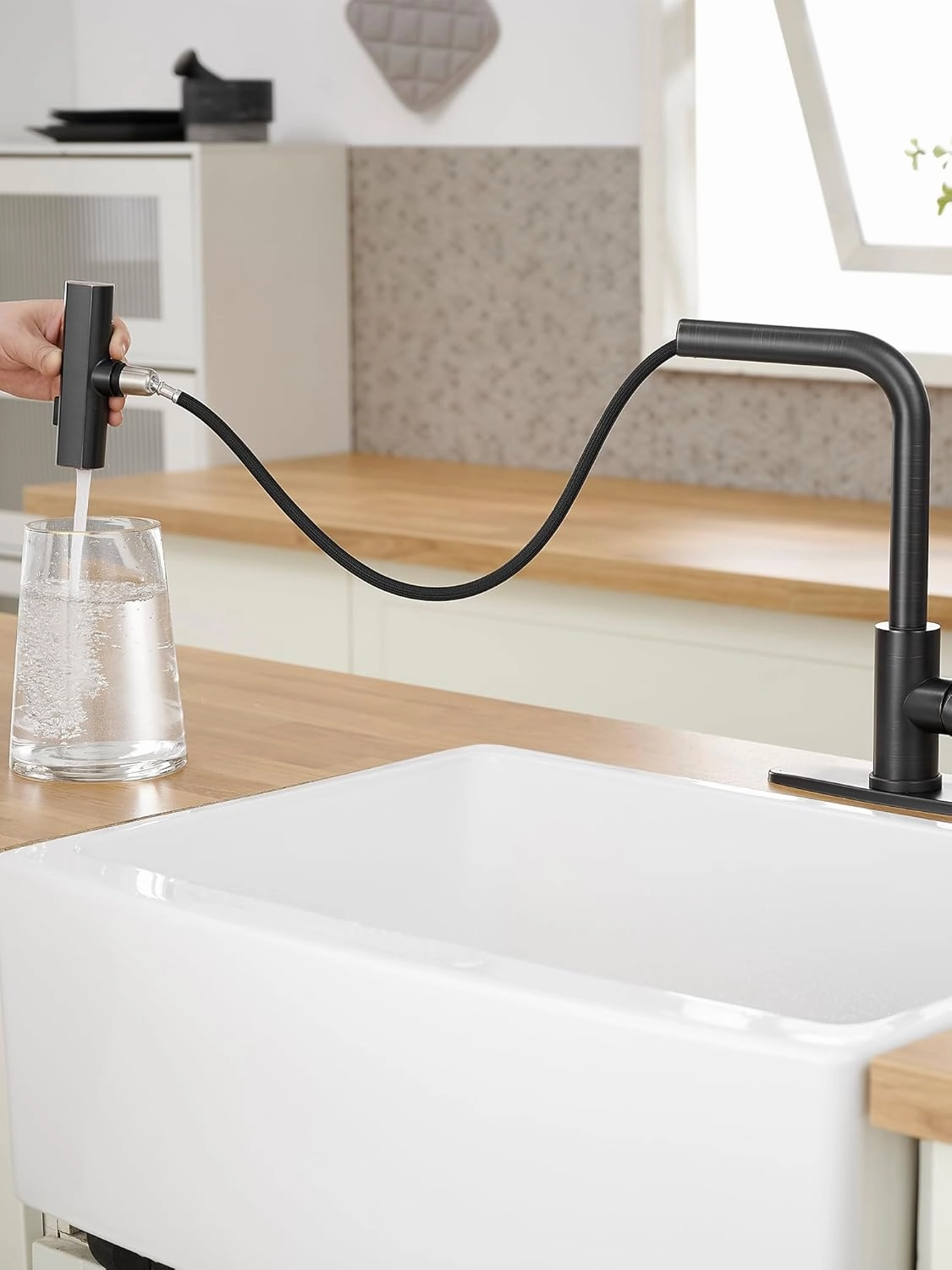 Kitchen Faucets with Pull Down Sprayer,Waterfall Kitchen Sink Faucet,Commercial Utility Stainless Steel Kitchen Faucets,Single Handle Kitchen Sink Faucet with Pull Down Sprayer for 3 Function,ORB