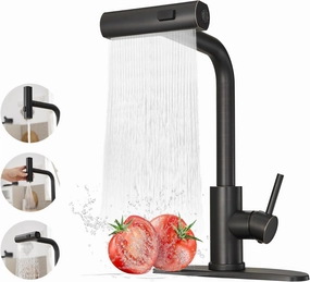 Kitchen Faucets with Pull Down Sprayer,Waterfall Kitchen Sink Faucet,Commercial Utility Stainless Steel Kitchen Faucets,Single Handle Kitchen Sink Faucet with Pull Down Sprayer for 3 Function,ORB