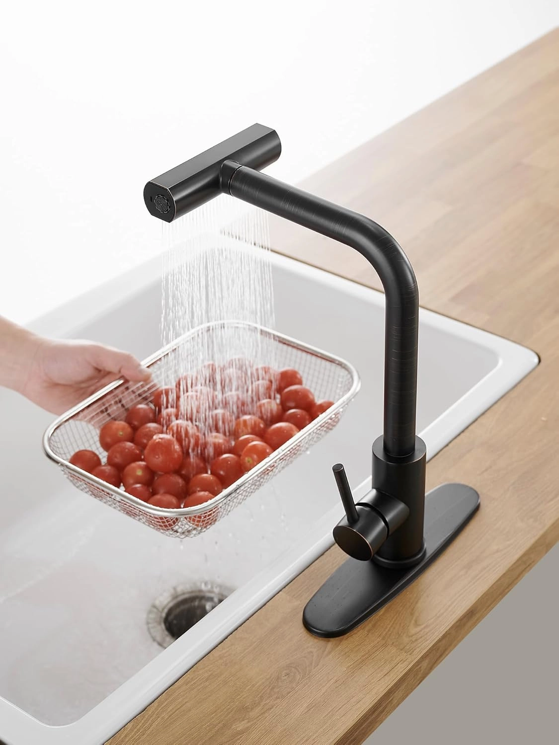 Kitchen Faucets with Pull Down Sprayer,Waterfall Kitchen Sink Faucet,Commercial Utility Stainless Steel Kitchen Faucets,Single Handle Kitchen Sink Faucet with Pull Down Sprayer for 3 Function,ORB