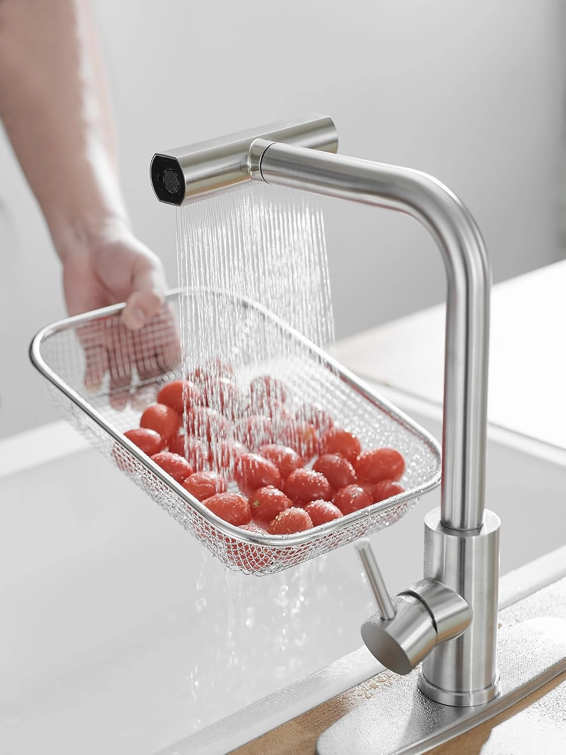 Kitchen Faucets with Pull Down Sprayer,Waterfall Kitchen Sink Faucet with Soap Dispenser,Utility Stainless Steel Kitchen Faucets,Single Handle Kitchen Sink Faucet with Pull Down Sprayer for 3 Function