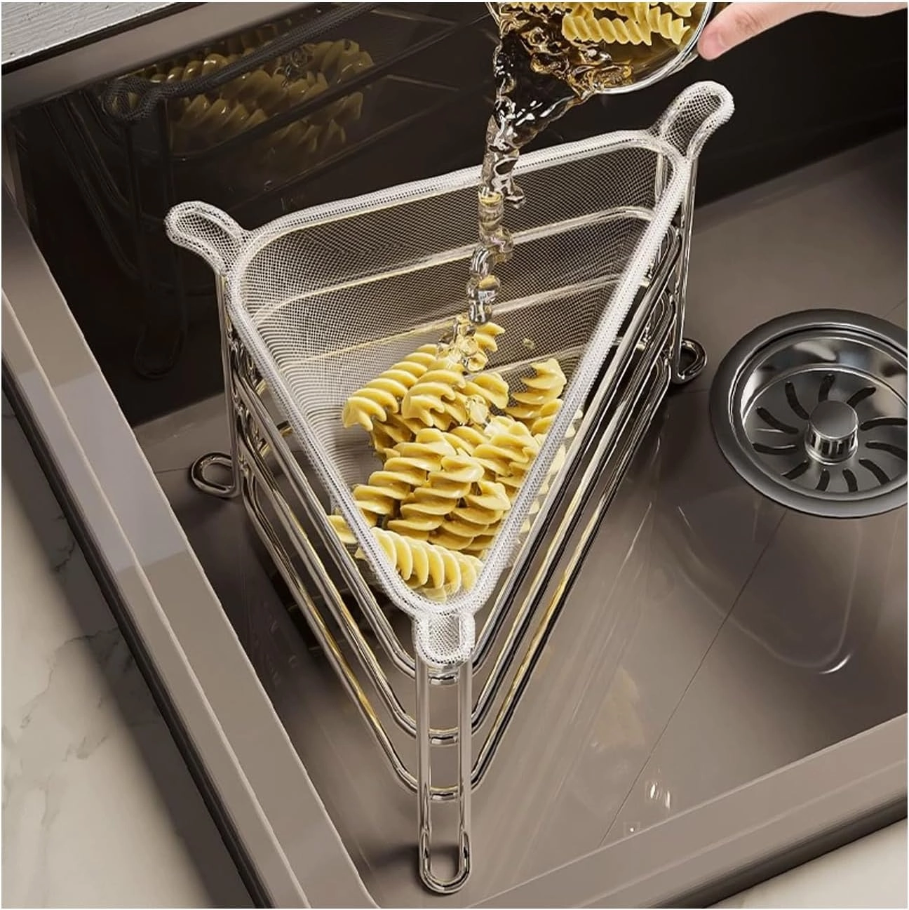 Kitchen Sink Strainer with Sink Basket Holder and 100 Sink Strainer Net Bag, Kitchen Sink Drain Flter Sink Food Catcher Trash Catcher for Garbage Leftovers