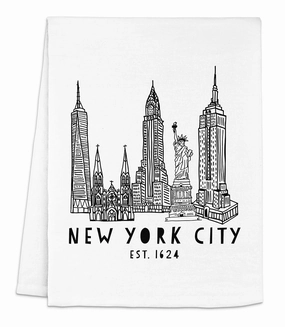 Kitchen Towels, New York City, Flour Sack Dish Towels, Dish Towels for Kitchen, Farmhouse Kitchen Decor, Home Decor Apartment Essentials, NYC Tea Towels, Funny Kitchen Towels, Housewarming Gift, White