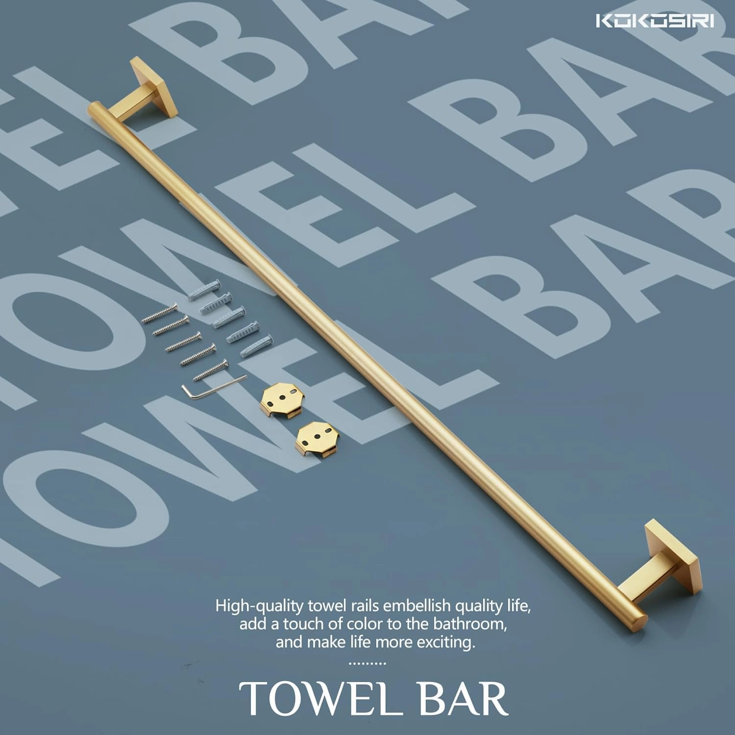 KOKOSIRI Bathroom Towel Bar 32'' Towel Holder for Bath Kitchen Cabinet Towel Rails 32 Inch, 2 Pack Brushed Gold Stainless Steel B4005BG-L32-P2