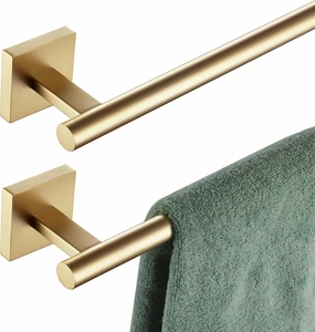 KOKOSIRI Bathroom Towel Bar 32'' Towel Holder for Bath Kitchen Cabinet Towel Rails 32 Inch, 2 Pack Brushed Gold Stainless Steel B4005BG-L32-P2