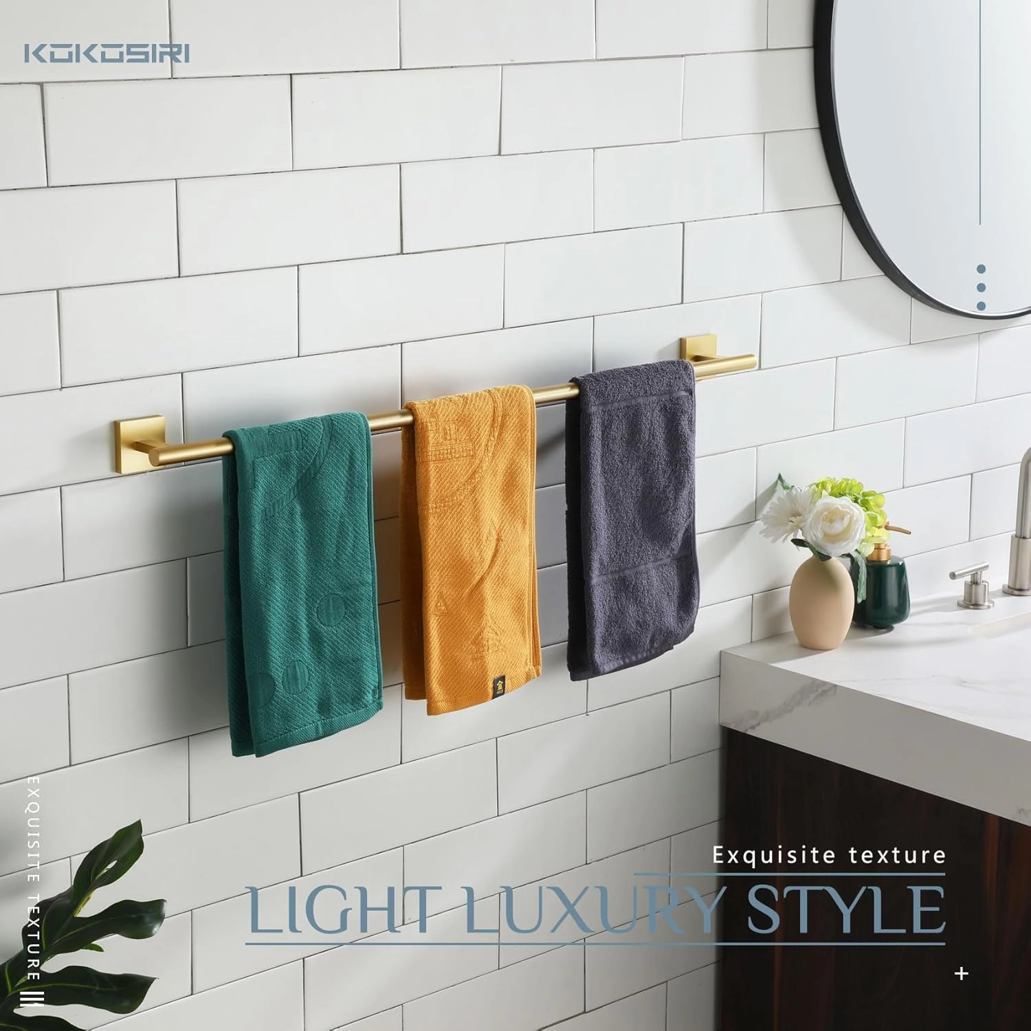 KOKOSIRI Bathroom Towel Bar 32'' Towel Holder for Bath Kitchen Cabinet Towel Rails 32 Inch, 2 Pack Brushed Gold Stainless Steel B4005BG-L32-P2