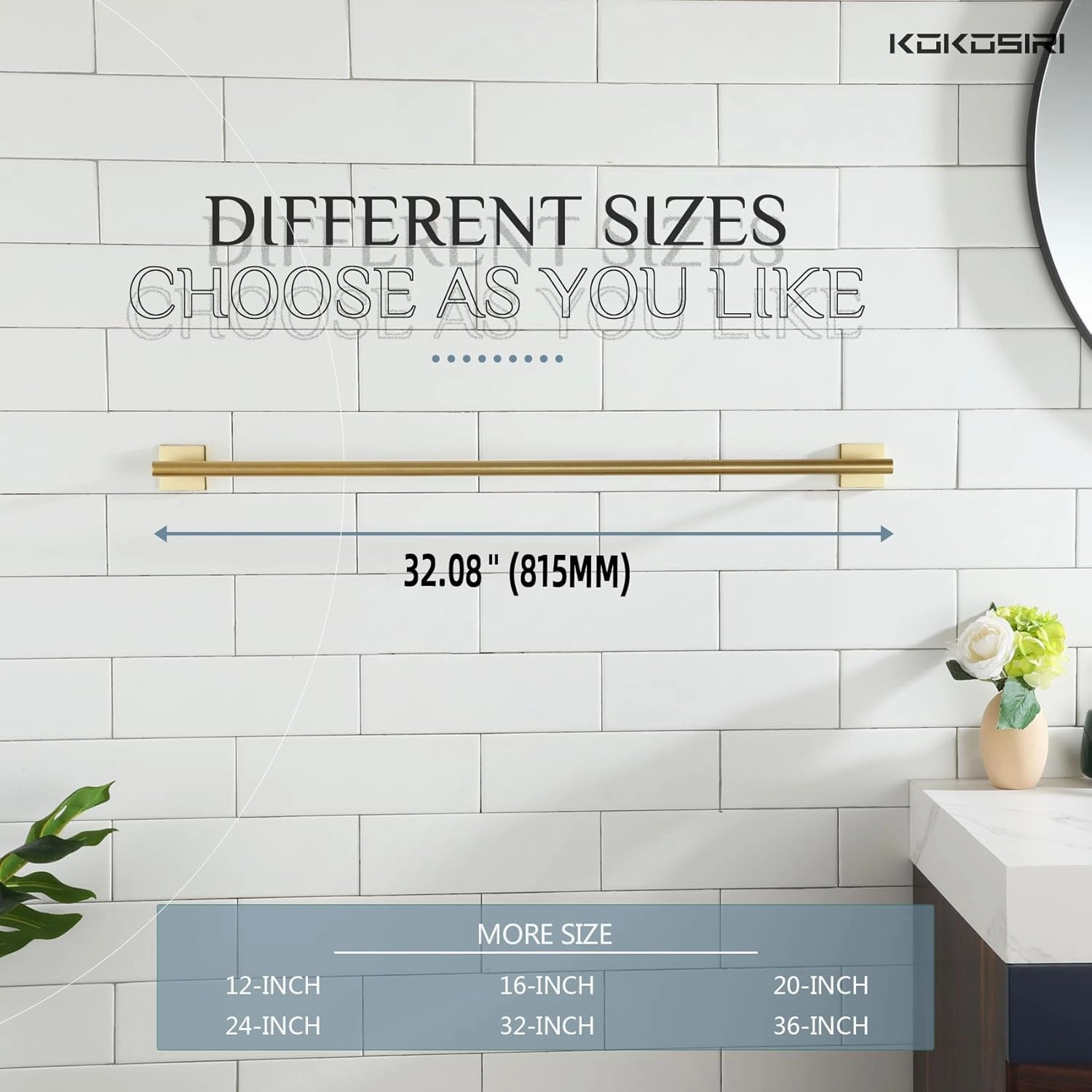 KOKOSIRI Bathroom Towel Bar 32'' Towel Holder for Bath Kitchen Cabinet Towel Rails 32 Inch, 2 Pack Brushed Gold Stainless Steel B4005BG-L32-P2