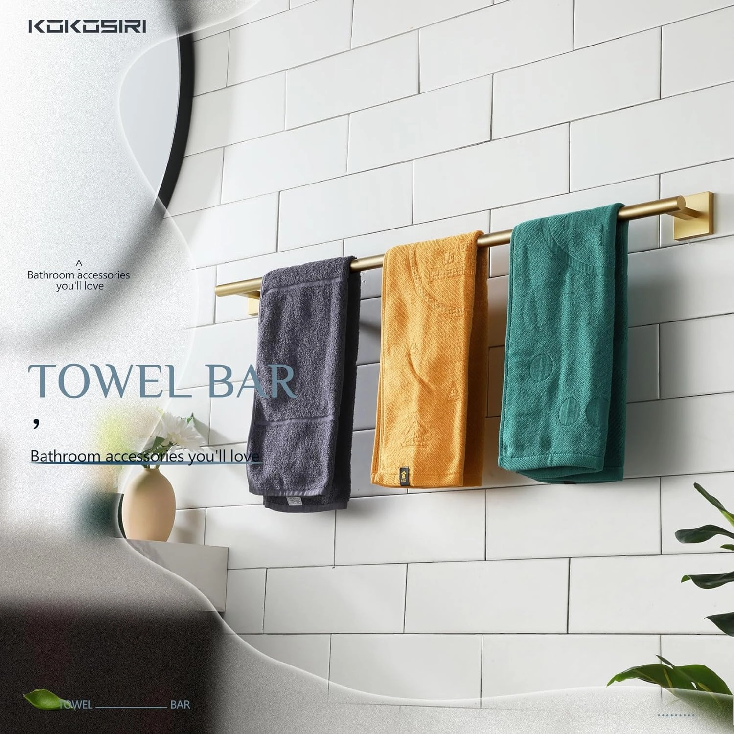 KOKOSIRI Bathroom Towel Bar 32'' Towel Holder for Bath Kitchen Cabinet Towel Rails 32 Inch, 2 Pack Brushed Gold Stainless Steel B4005BG-L32-P2
