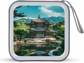 Korean Architecture Palace of Koreas CD Case Portable 40 Capacity DVD Wallet Holder Storage Organizer for Car Home Travel
