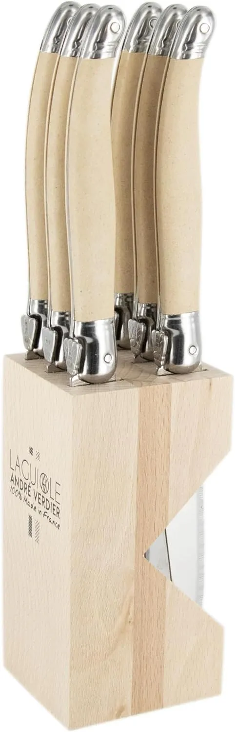 Laguiole Debutant 6 Steak Knife Set, Sandstone Color, Matt Finish, Made In France