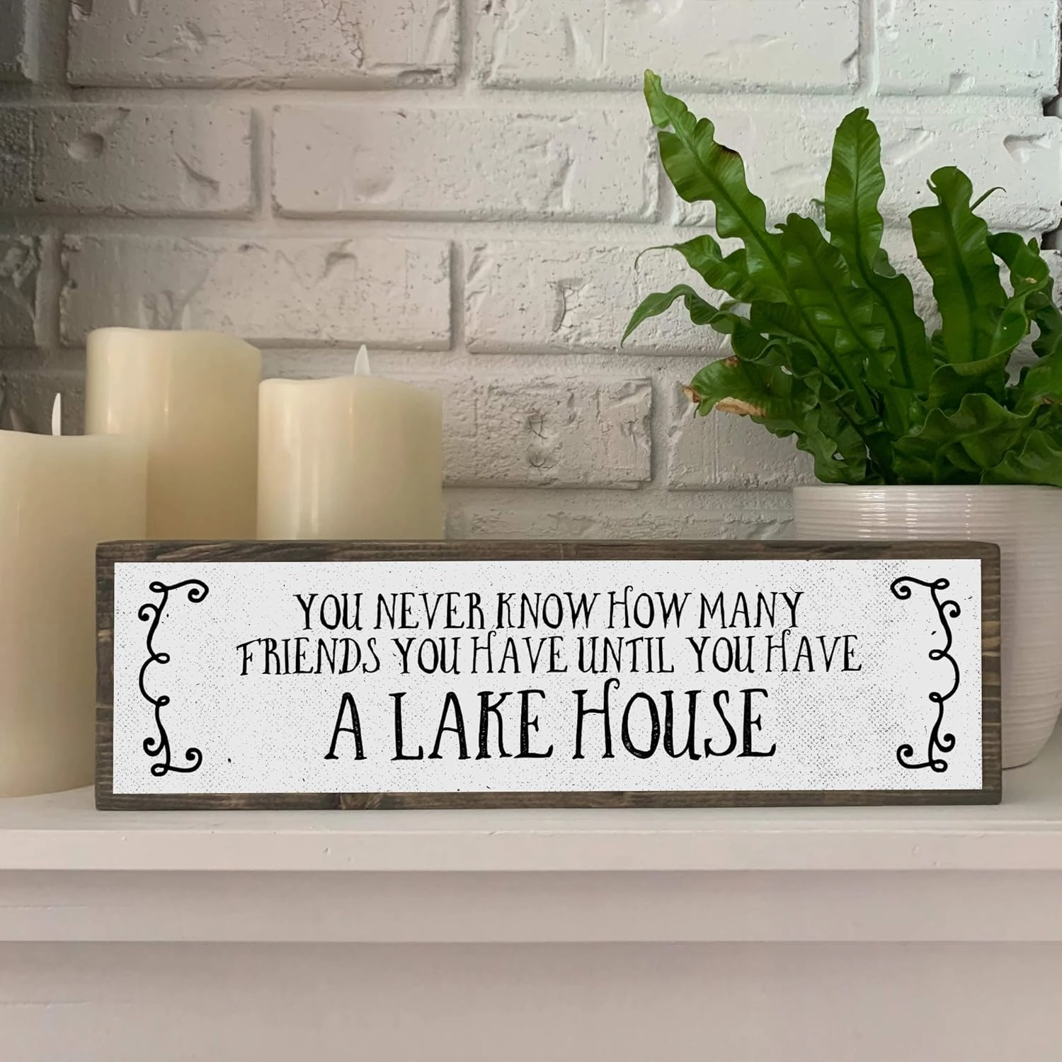 Lake Wood Signs (Medium - Wood And Metal, You Never Know How Many Friends You Have Until You Have A Lake House)
