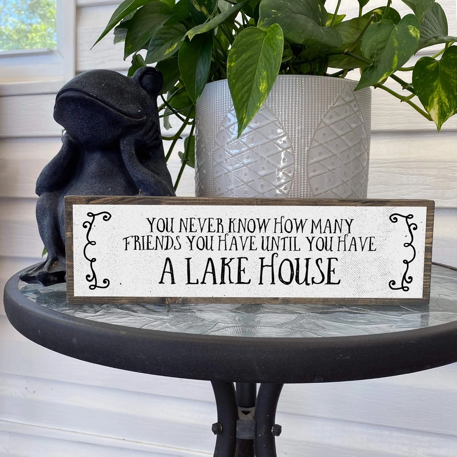 Lake Wood Signs (Medium - Wood And Metal, You Never Know How Many Friends You Have Until You Have A Lake House)
