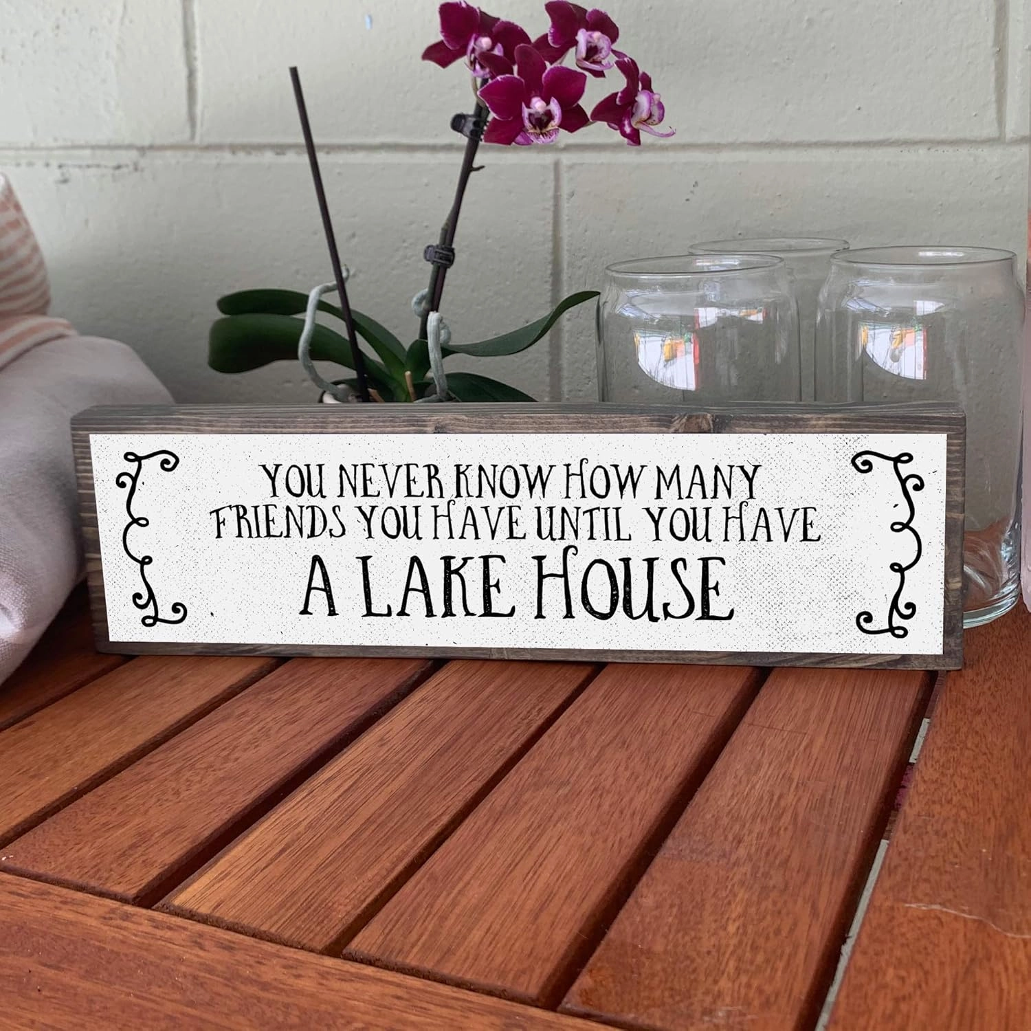 Lake Wood Signs (Medium - Wood And Metal, You Never Know How Many Friends You Have Until You Have A Lake House)