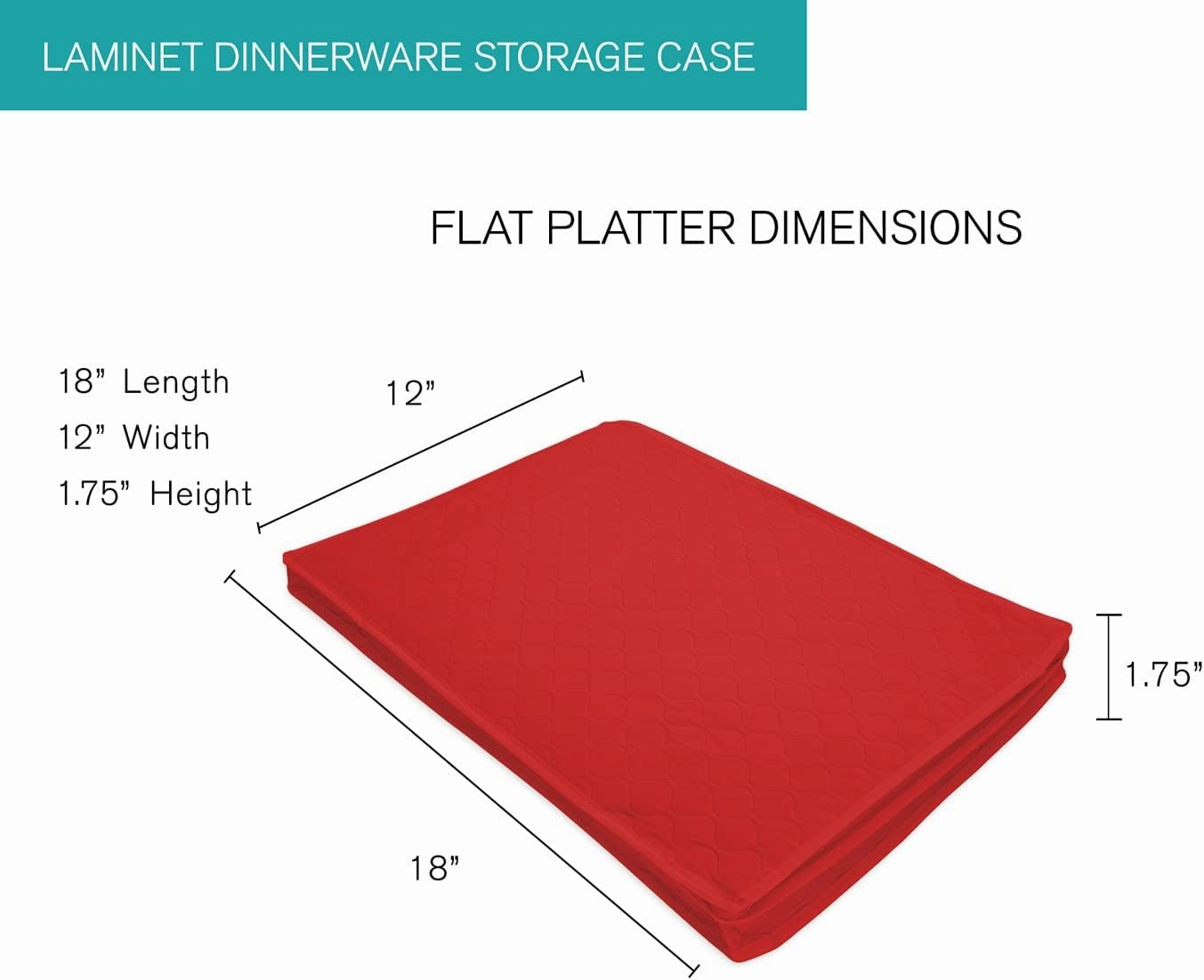 LAMINET 6 Piece Quilted Dinnerware Storage Starter Set - Includes 4 Plate Cases, 1 Cup Case & Platter Case - RED