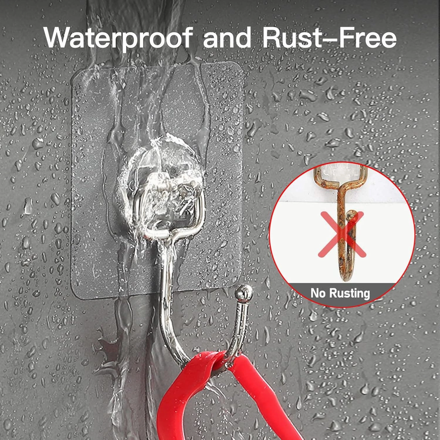 Large Adhesive Hooks for Hanging Heavy-Duty 44Ib(Max) 30 Packs, Wall Hangers without Nails Self-Adhesive Traceless Clear and Removable, Waterproof and Rustproof Multiple Uses for Bathroom Kitchen Home