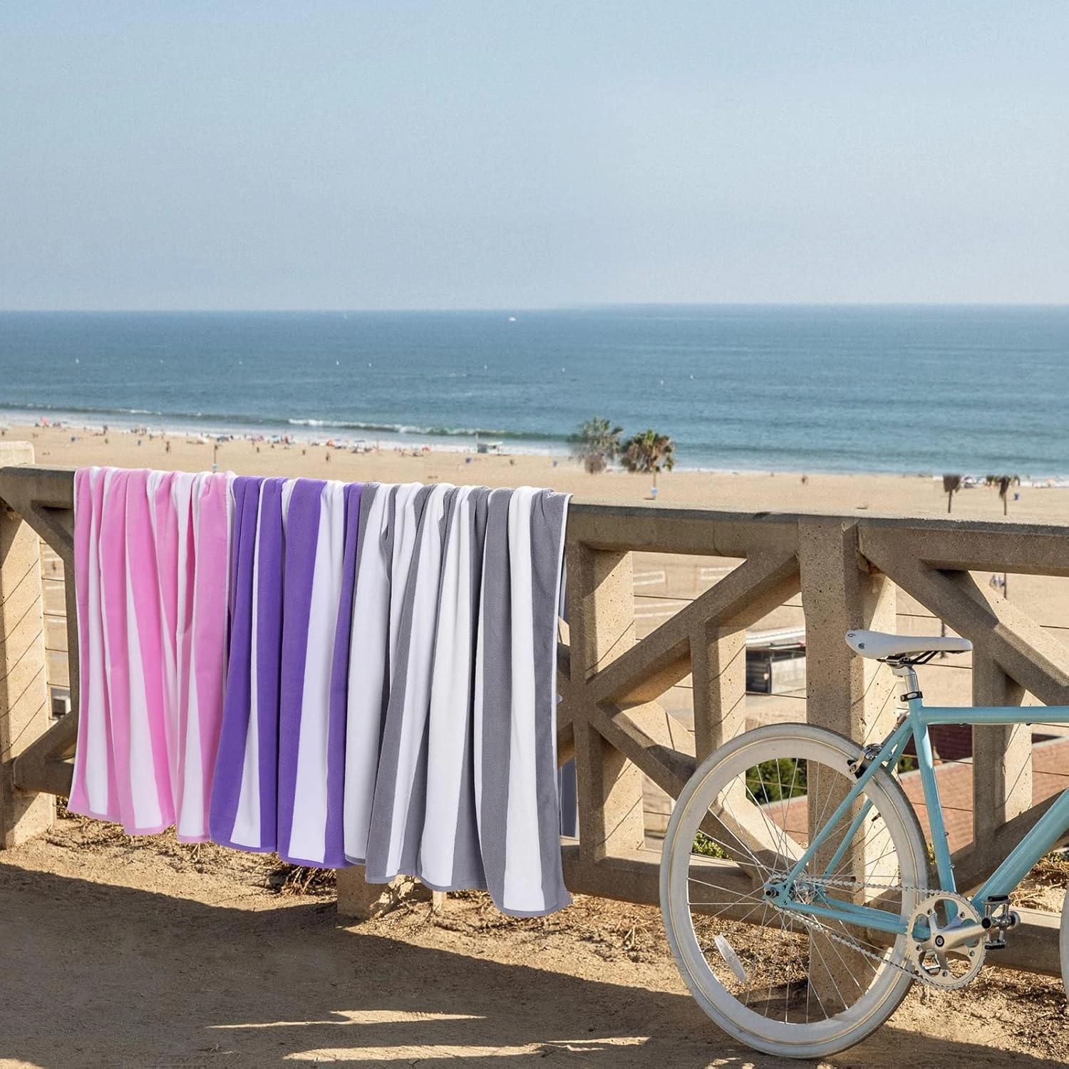 Large Beach Towel Oversized - 40"X70" Big Cute Beach Towels, Extra Large Thick Purple Beach Towel, XL Wide Fluffy Swimming Towel Oversize,Giant Stripe Cotton Pool Towel for Adults