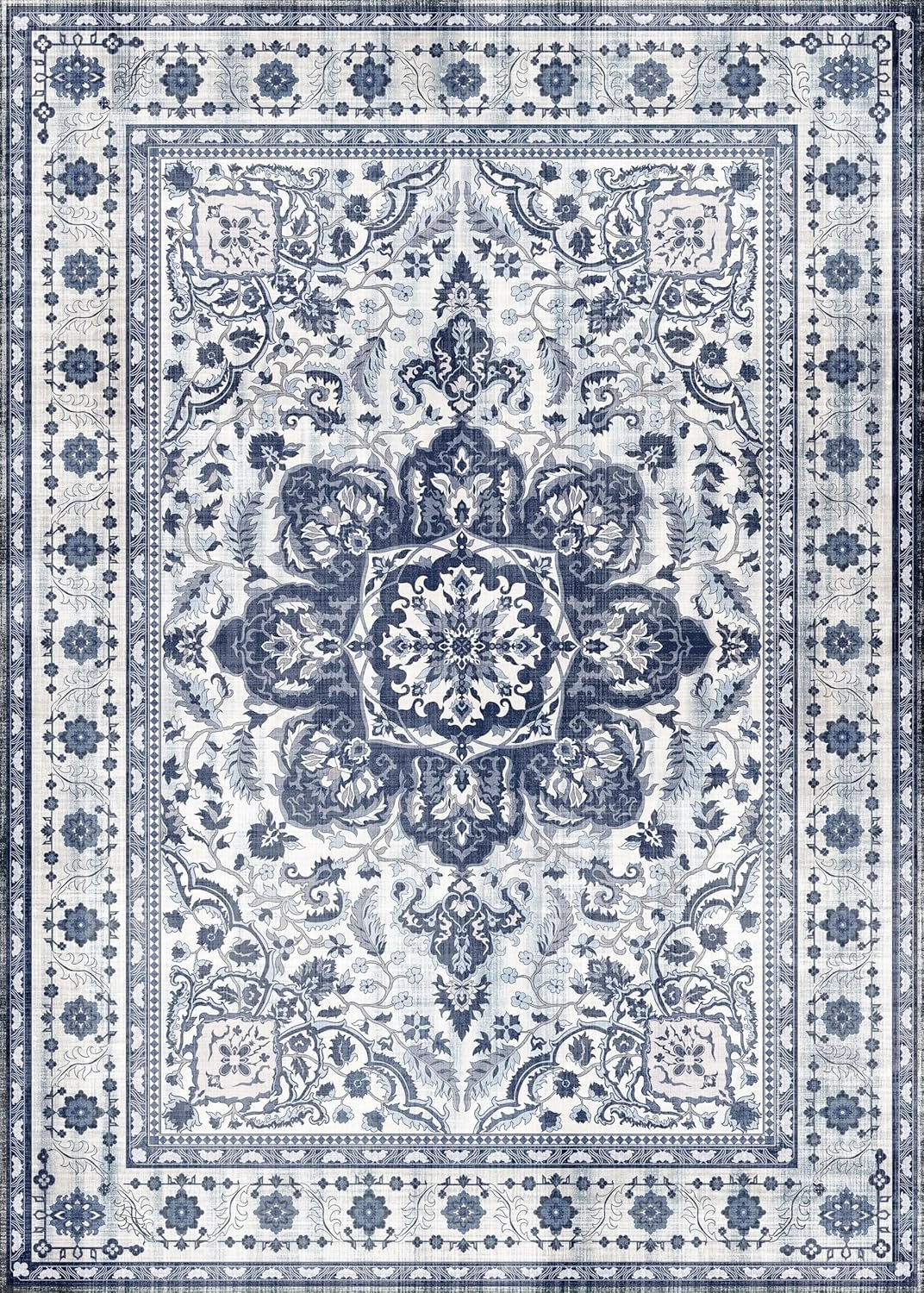 Large Boho Area Rug 9x12 Machine Washable Area Rugs Living Room Non Slip Eco-Friendly Area Rugs for Bedroom Easy to Clean Stain Resistannt Rug(Blue,9x12ft)