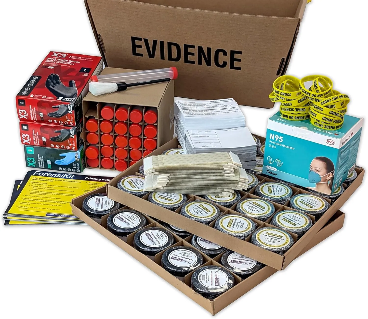 Latent Fingerprinting for Classrooms – 25 Student Classroom Edition - Supplies for 25  Students to Lift Prints - Uses The Same Forensic Supplies Used by Pros