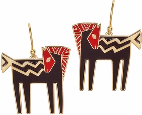 Laurel Burch Jewelry Temple Horse Earrings - Red/Black