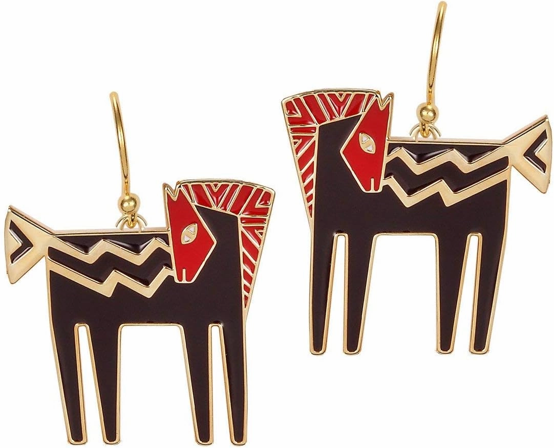 Laurel Burch Jewelry Temple Horse Earrings - Red/Black