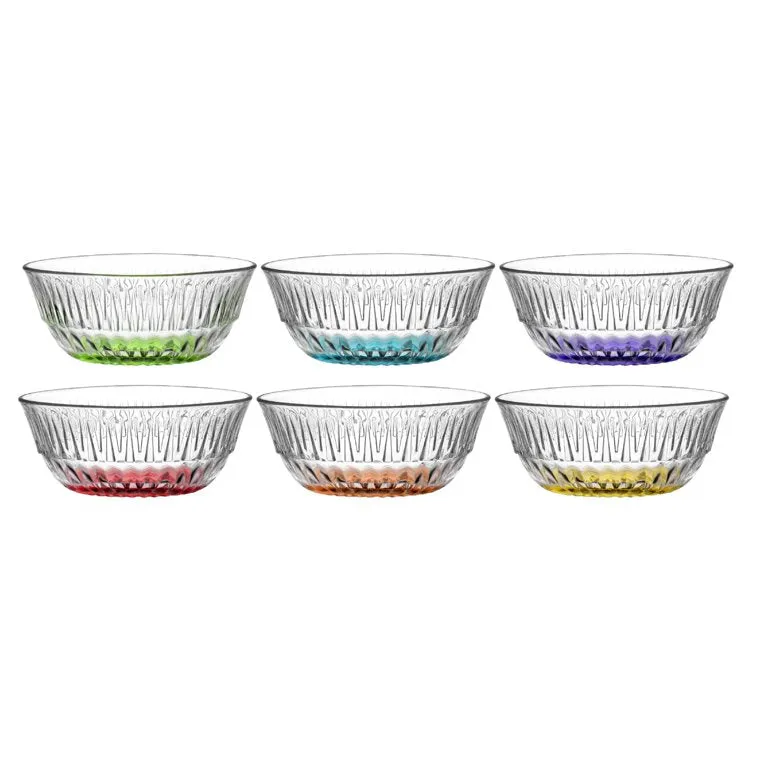 Lav Alinda Glass Pinch Bowls with Painted Bottoms, 6 Pcs, 11.75 Oz