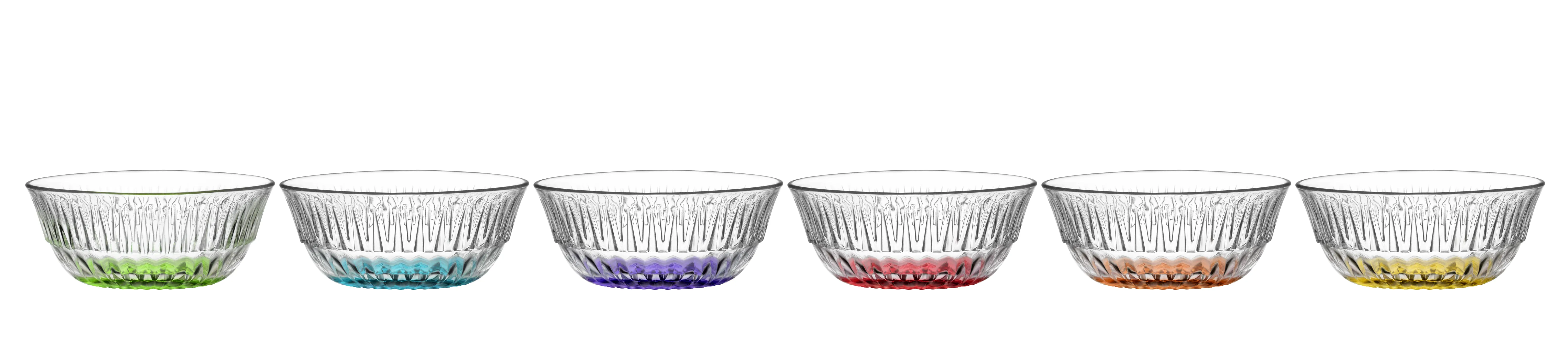 Lav Alinda Glass Pinch Bowls with Painted Bottoms, 6 Pcs, 11.75 Oz