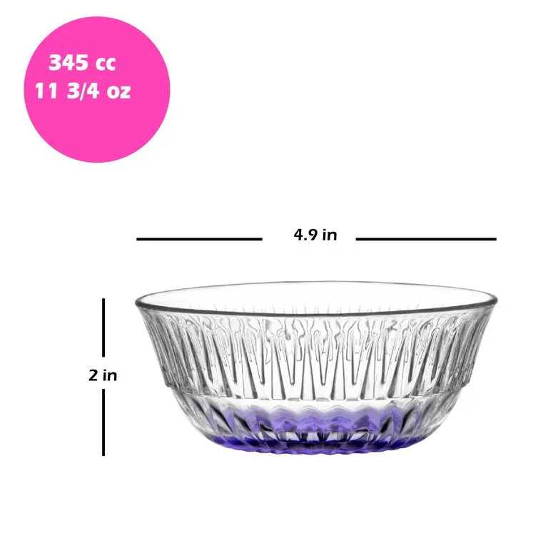 Lav Alinda Glass Pinch Bowls with Painted Bottoms, 6 Pcs, 11.75 Oz