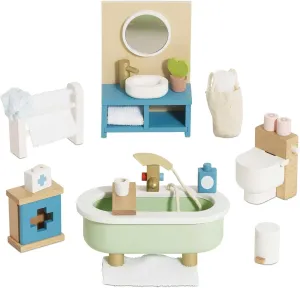 Le Toy Van - Daisylane Bathroom Premium Wooden Toys Dolls House Accessories |Playset For Doll House | Girls Dolls House Furniture Sets - Suitable For Ages 3 